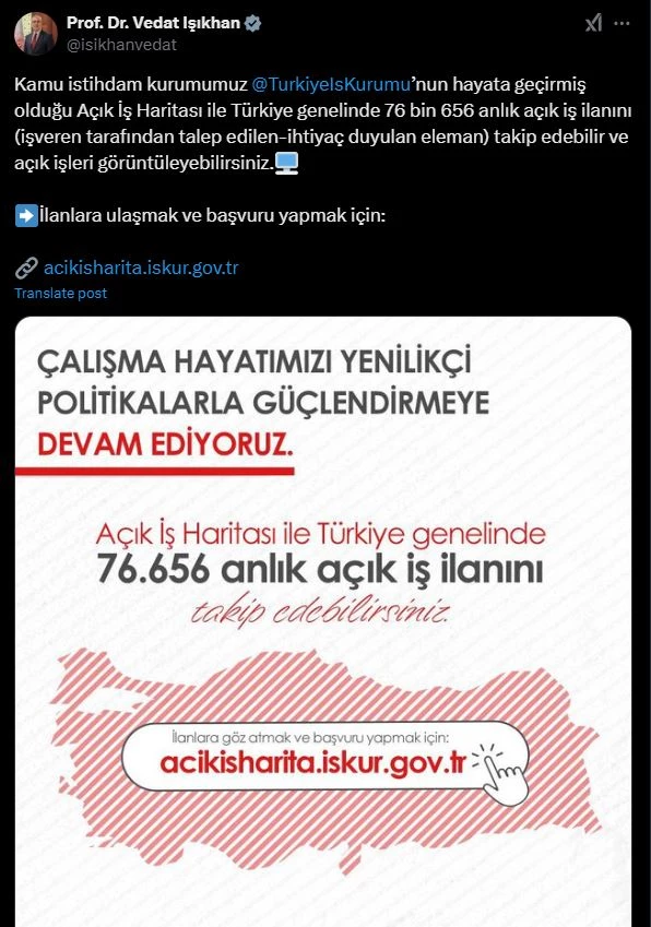 Bakan Işıkhan: 