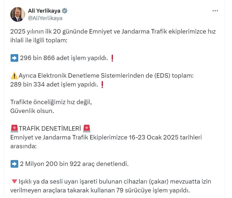 Bakan Yerlikaya: 2025