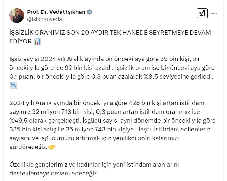 Bakan Işıkhan: Gençler ve kadınlar için yeni istihdam alanlarını desteklemeye devam edeceğiz