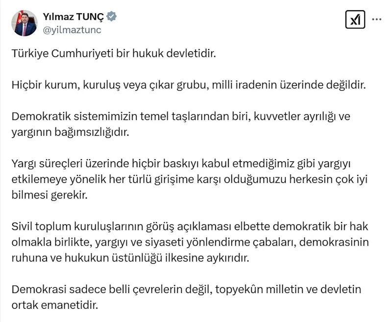 Bakan Tunç: Türkiye, eski Türkiye değildir