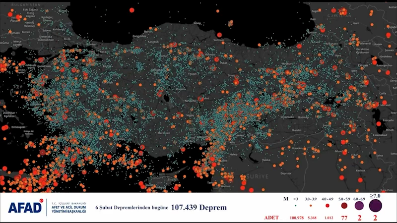 Türkiye ve yakın çevresinde 2 yılda 107 bin deprem meydana geldi