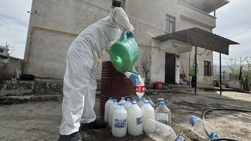 Bidonu getiren, kahverengi kokarca böceği ilacını alıyor