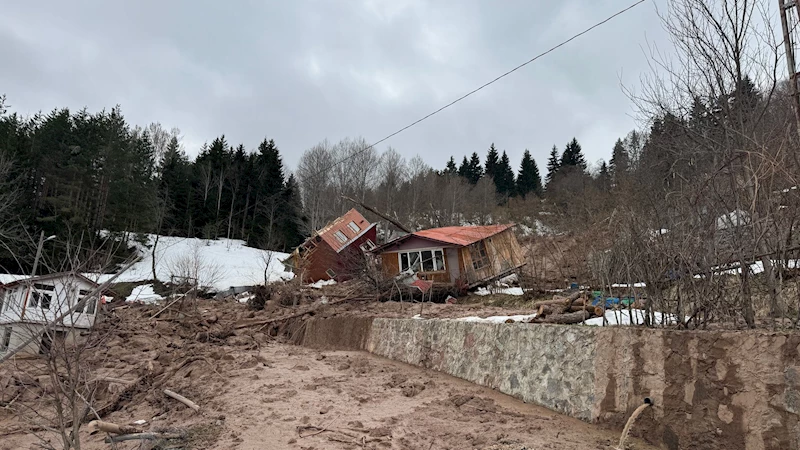 Artvin’de heyelan; ahşap ev çatısının üzerine devrildi / Ek fotoğraflar